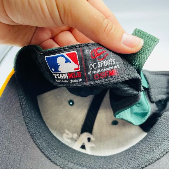 Teams MLB Oakland Athletics Green & Yellow Adjustable Mens Baseball Hat Cap - Picture 3 of 5